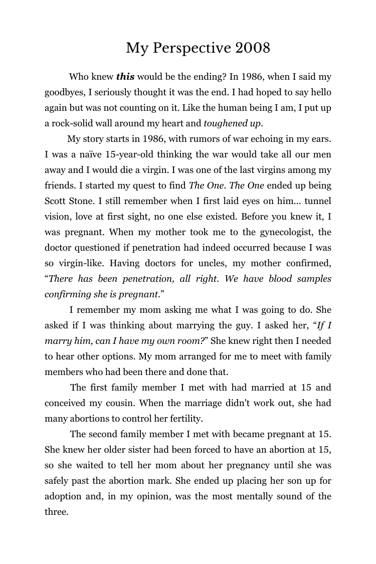 Text except taken from the upcoming book, Life Goes On (1/5)